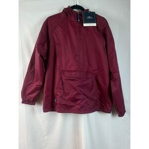 Charles River Apparel Mens Maroon Classic Solid Pullover Hooded Jacket Medium